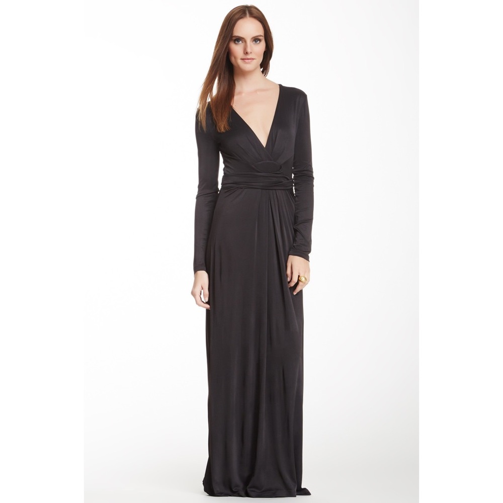 BCBGMAXAZRIA Pearl Wrap Black Maxi Dress